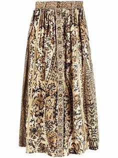Ulla Johnson юбка со складками и цветочным принтом