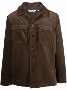 Aspesi вельветовая куртка-рубашка с подкладкой из шерпы