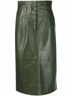 Alberta Ferretti кожаная юбка миди с завышенной талией