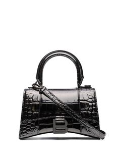 Balenciaga мини-сумка XS Hourglass с тиснением под кожу крокодила