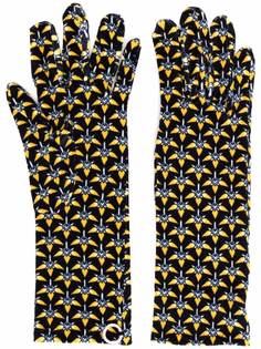 Paco Rabanne бархатные перчатки с геометричным принтом