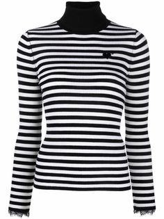 Blugirl полосатый джемпер с высоким воротником