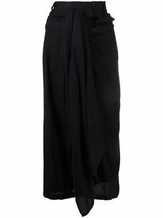 Yohji Yamamoto шерстяная юбка миди с драпировкой