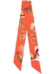 Hermès узкий платок 2000-х годов с принтом Hermes