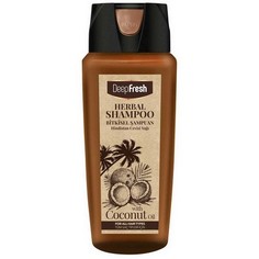 Deep Fresh, Травяной шампунь увлажняющий с кокосом для всех типов волос «С кокосовым маслом», 500 мл
