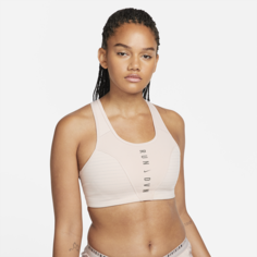 Спортивное бра с цельным вкладышем, принтом и средней поддержкой Nike Dri-FIT Swoosh Run Division - Розовый