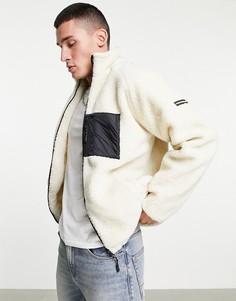 Кремовая куртка из искусственного меха с контрастным накладным карманом Good For Nothing-Светло-бежевый цвет