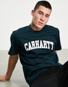 Зеленая футболка с надписью в университетском стиле Carhartt WIP-Зеленый цвет