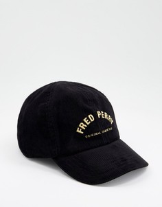 Черная вельветовая кепка с логотипом в форме арки Fred Perry-Черный цвет