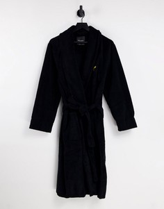 Черный халат с крупным логотипом Lyle & Scott Bodywear Jeremy-Черный цвет