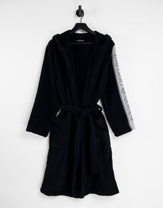 Черный халат с тесьмой на рукавах Emporio Armani Bodywear-Черный цвет
