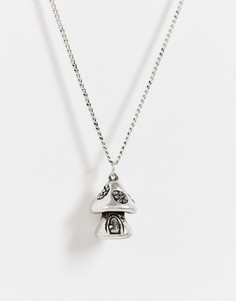 Серебристое длинное ожерелье с грибом-подвеской Reclaimed Vintage Inspired-Серебряный