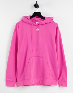Розовый худи с логотипом-трилистником adidas trefoil essentials-Голубой