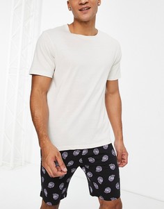 Пижамный комплект из шортов и футболки с черепом Bolongaro Trevor-Черный цвет