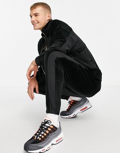 Черные велюровые джоггеры в стиле колор блок (от комплекта) Topman-Черный