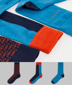 Набор из 3 пар носков оранжевого/синего цвета и с логотипом по всей длине GANT-Разноцветный
