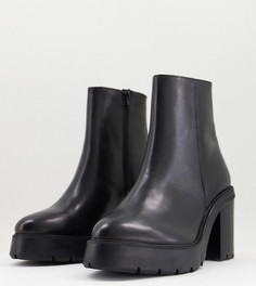 Черные кожаные ботинки челси на каблуке и платформе ASOS DESIGN-Черный цвет
