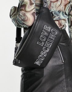 Сумка-кошелек на пояс черного цвета с большим логотипом Love Moschino-Черный цвет