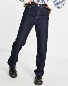 Темно-выбеленные прямые джинсы из переработанного хлопка Weekday Rowe-Голубой