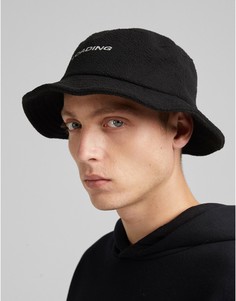 Черная панама из искусственного меха «борг» Bershka-Черный цвет