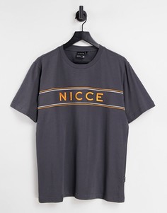 Серая футболка с вышивкой Nicce Cedar-Серый