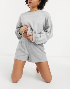 Серые меланжевые трикотажные шорты от пижамы ASOS DESIGN-Серый