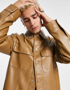 Светло-коричневая куртка из искусственной кожи в стиле вестерн ASOS DESIGN-Коричневый цвет