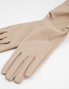 Светло-коричневые перчатки из искусственной кожи SVNX-Коричневый цвет