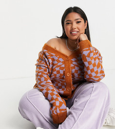 Oversized-кардиган с узором в искривленную клетку ASOS DESIGN Curve-Разноцветный