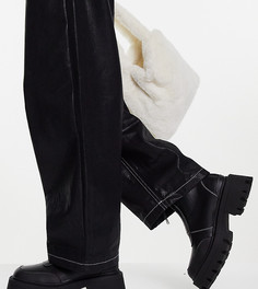 Черные ботинки с квадратным носком и молнией спереди для широкой стопы ASOS DESIGN Wide Fit Autumn-Черный цвет