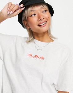 Серая oversized-футболка с принтом грибов Skinnydip-Серый