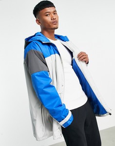 Куртка-дождевик на сквозной молнии со вставками ASOS DESIGN-Голубой