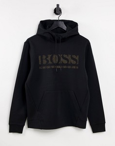 Черный худи без застежки с пиксельным принтом BOSS Athleisure Soody 2-Черный цвет