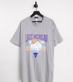 Oversized-футболка с принтом "Lake Michigan" I Saw It First Plus-Черный цвет