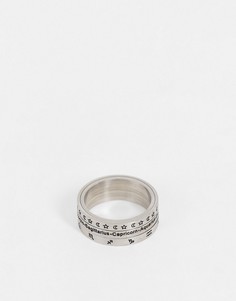 Серебристое широкое кольцо из нержавеющей стали с антикоррозийной обработкой и знаками зодиака ASOS DESIGN-Серебряный