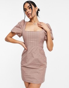 Бежевое платье мини с большим вырезом Missguided-Светло-бежевый цвет
