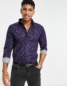 Рубашка с длинными рукавами и цветочным принтом Bolongaro Trevor-Темно-синий