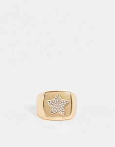 Массивное золотистое кольцо с отделкой в виде звезды DesignB London-Золотистый