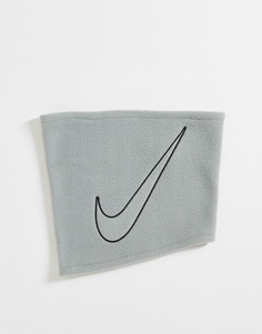 Серый флисовый шарф с логотипом Nike