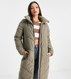 Удлиненное дутое пальто цвета хаки Vero Moda Tall-Зеленый цвет