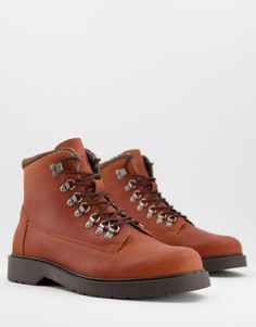 Коричневые походные ботинки с меховой подкладкой Selected Homme-Коричневый цвет