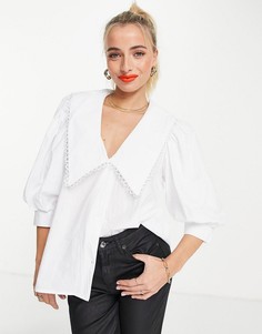 Белая рубашка с объемным воротником и рукавами In The Style x Lorna Luxe-Белый