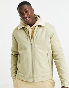 Светло-бежевая куртка Харрингтон с воротником «борг» Topman-Светло-бежевый цвет