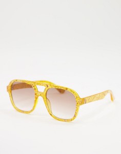 Солнцезащитные очки-авиаторы в коричневой ацетатной оправе ASOS DESIGN Recycled-Коричневый цвет