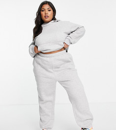 Серый меланжевый спортивный костюм в стиле oversized с худи и джоггерами ASOS DESIGN Curve