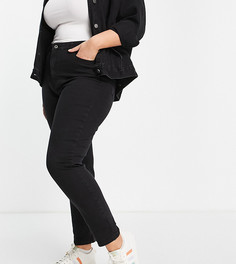 Черные джинсы с узкими штанинами в винтажном стиле Pieces Curve-Черный цвет