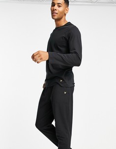 Черный комплект из лонгслива и джоггеров Lyle & Scott Bodywear Stanley-Черный цвет
