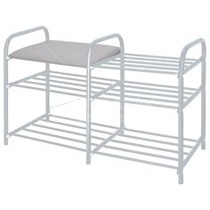 Полка для обуви, металл, 3 секции, 79х33х50 см, с сиденьем, серая, Nika, ЭТЛ3/С