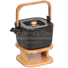 Чайник заварочный керамика, 1 л, с подставкой для подогрева, Y4-2689