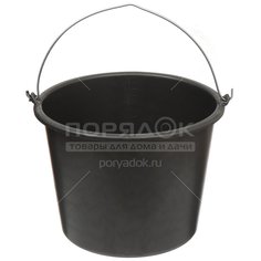 Ведро пластик, 16 л, черное, строительное, Милих, 04316